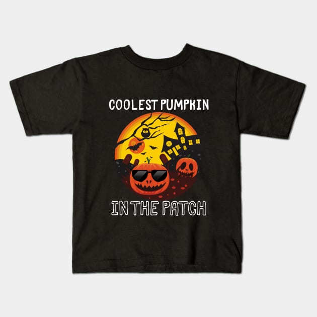 Coolest Pumpkin in the Patch Kids T-Shirt by Random Prints